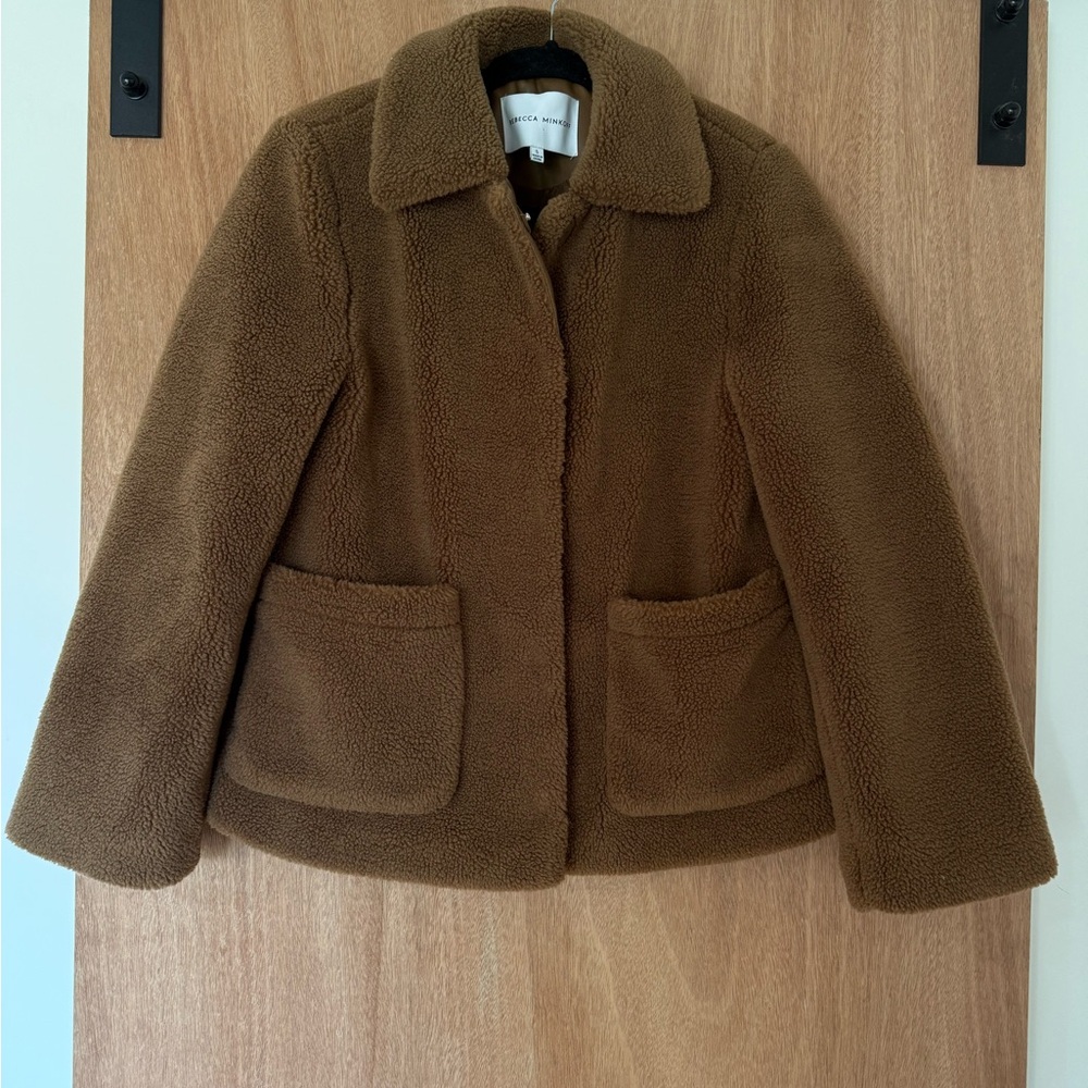 Rebecca Minkoff Sherpa teddy jacket chocolate brown Cozy Street Casual small